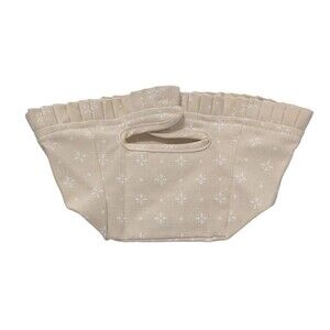 New Longaberger SM Small Key Fabric Liner in Natural Cream Tan White Print NWT